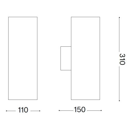Ideal Lux - Buitenwandlamp GUN 1xE27/60W/230V, 31 cm, IP54, bruin