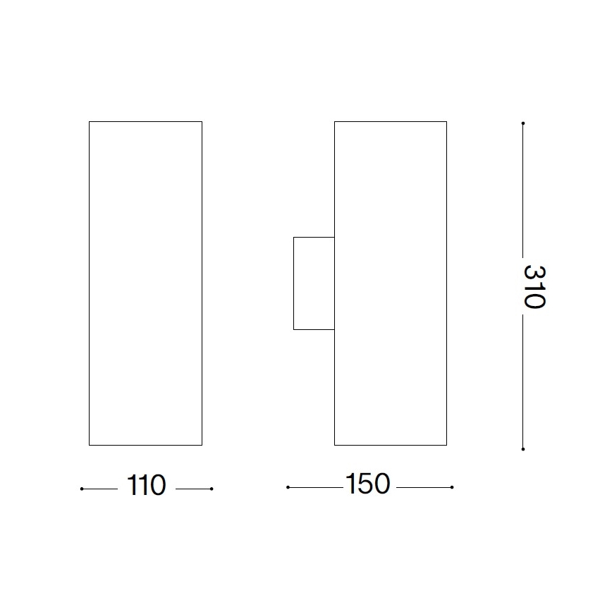 Ideal Lux - Buitenwandlamp GUN 1xE27/60W/230V 31 cm IP54 grijs