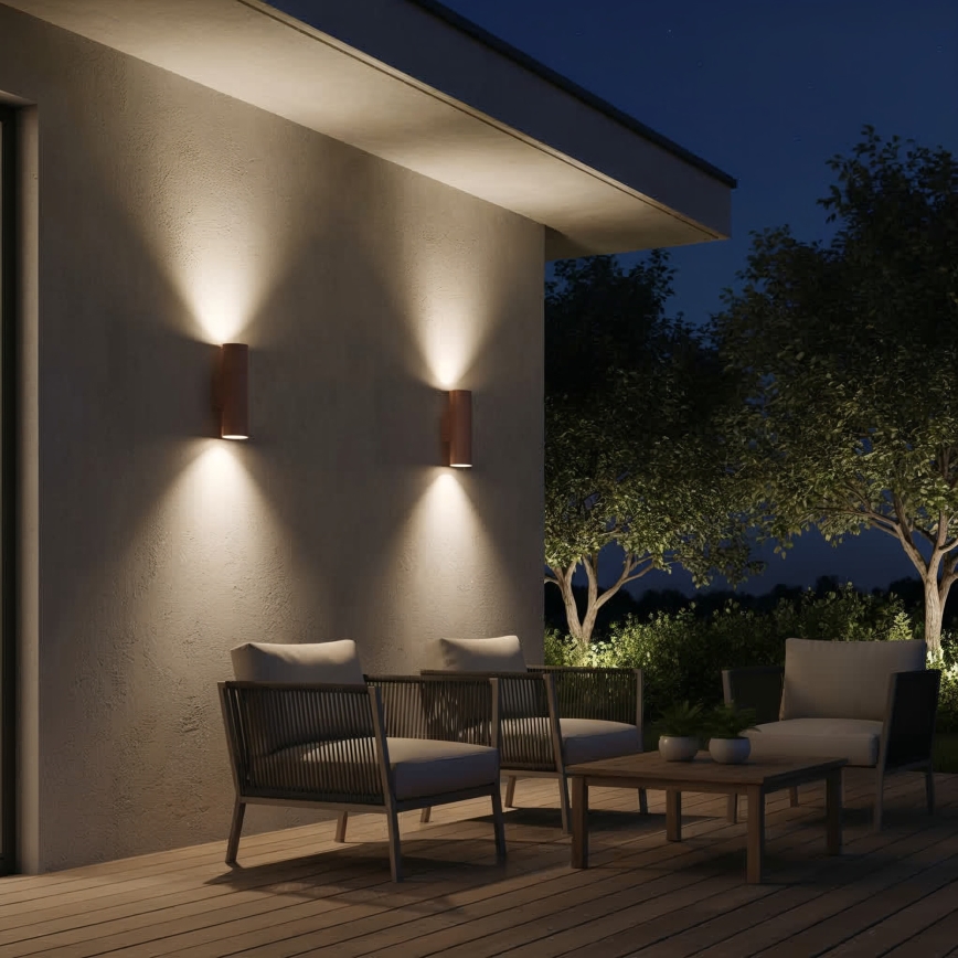 Ideal Lux - Buitenwandlamp GUN 1xGU10/35W/230V 21 cm IP44 bruin