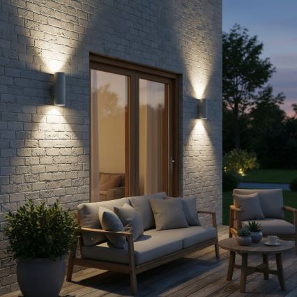Ideal Lux - Buitenwandlamp GUN 1xGU10/35W/230V 21 cm IP44 grijs
