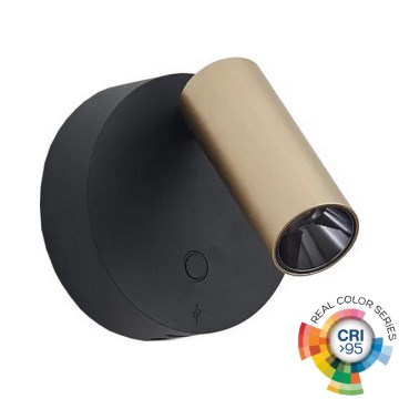 Ideal Lux - dimbare LED-wandspot met aanraakbediening ELF LED/3W/230V CRI 95 goud/zwart