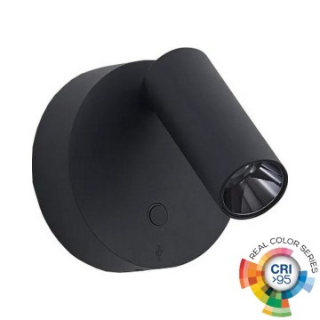 Ideal Lux - Dimbare wandspot met aanraakbediening ELF LED/3W/230V CRI 95 zwart