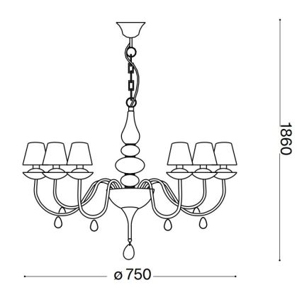 Ideal Lux - Hanglamp aan een ketting BLANCHE 6xE14/40W/230V diameter 75 cm wit