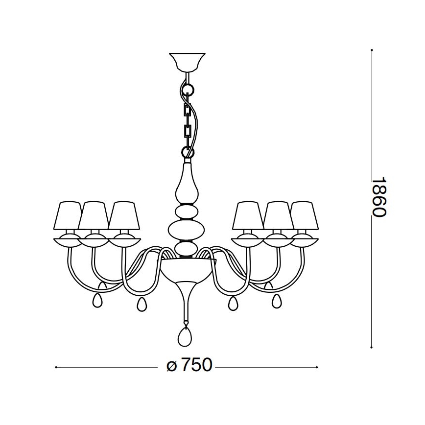 Ideal Lux - Hanglamp aan een ketting BLANCHE 6xE14/40W/230V diameter 75 cm wit