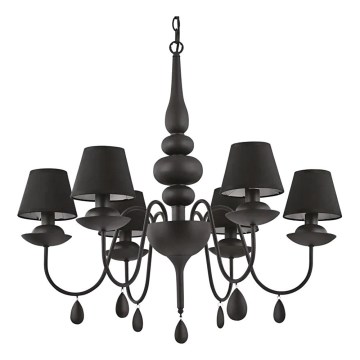 Ideal Lux - Hanglamp aan een ketting BLANCHE 6xE14/4W/230V diameter 75 cm zwart