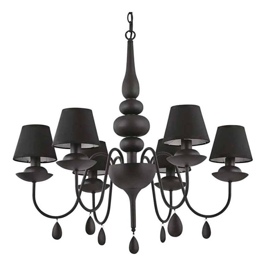 Ideal Lux - Hanglamp aan een ketting BLANCHE 6xE14/4W/230V diameter 75 cm zwart