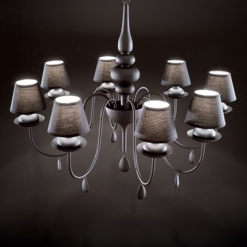 Ideal Lux - Hanglamp aan een ketting BLANCHE 8xE14/40W/230V diameter 92 cm zwart