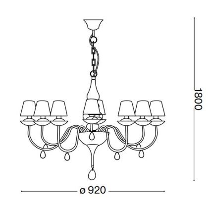 Ideal Lux - Hanglamp aan een ketting BLANCHE 8xE14/40W/230V diameter 92 cm zwart