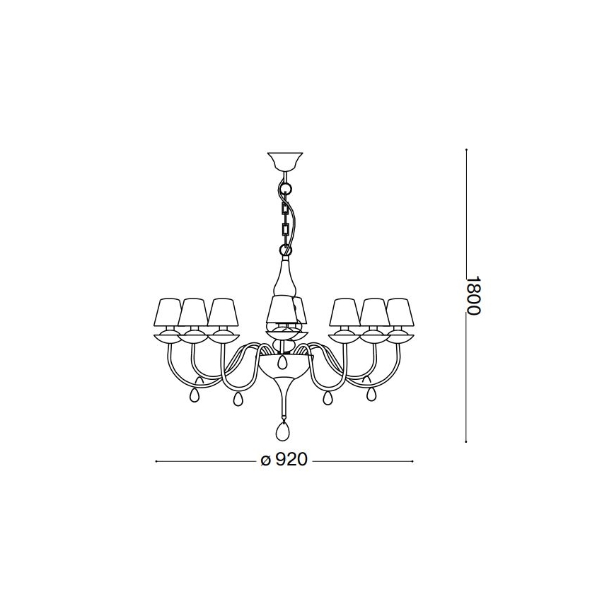Ideal Lux - Hanglamp aan een ketting BLANCHE 8xE14/40W/230V diameter 92 cm zwart