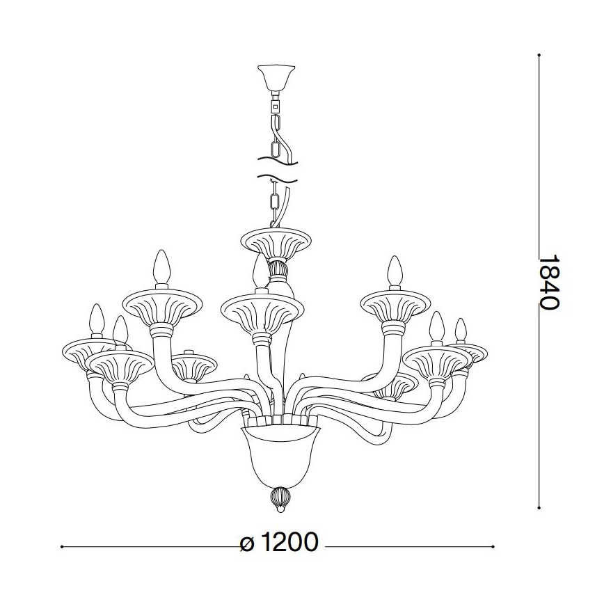Ideal Lux - Hanglamp aan een ketting BRIGITTA 12xE14/40W/230V diameter 120 cm messing