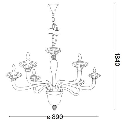 Ideal Lux - Hanglamp aan een ketting BRIGITTA 8xE14/40W/230V diameter 89 cm messing