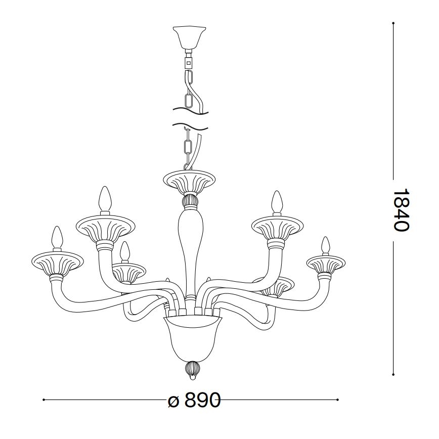 Ideal Lux - Hanglamp aan een ketting BRIGITTA 8xE14/40W/230V diameter 89 cm messing