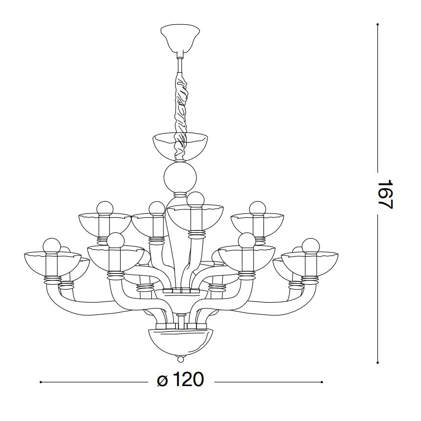 Ideal Lux - Hanglamp aan een ketting CASANOVA 16xE14/40W/230V diameter 120 cm grijs