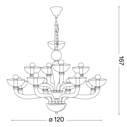 Ideal Lux - Hanglamp aan een ketting CASANOVA 16xE14/40W/230V diameter 120 cm wit