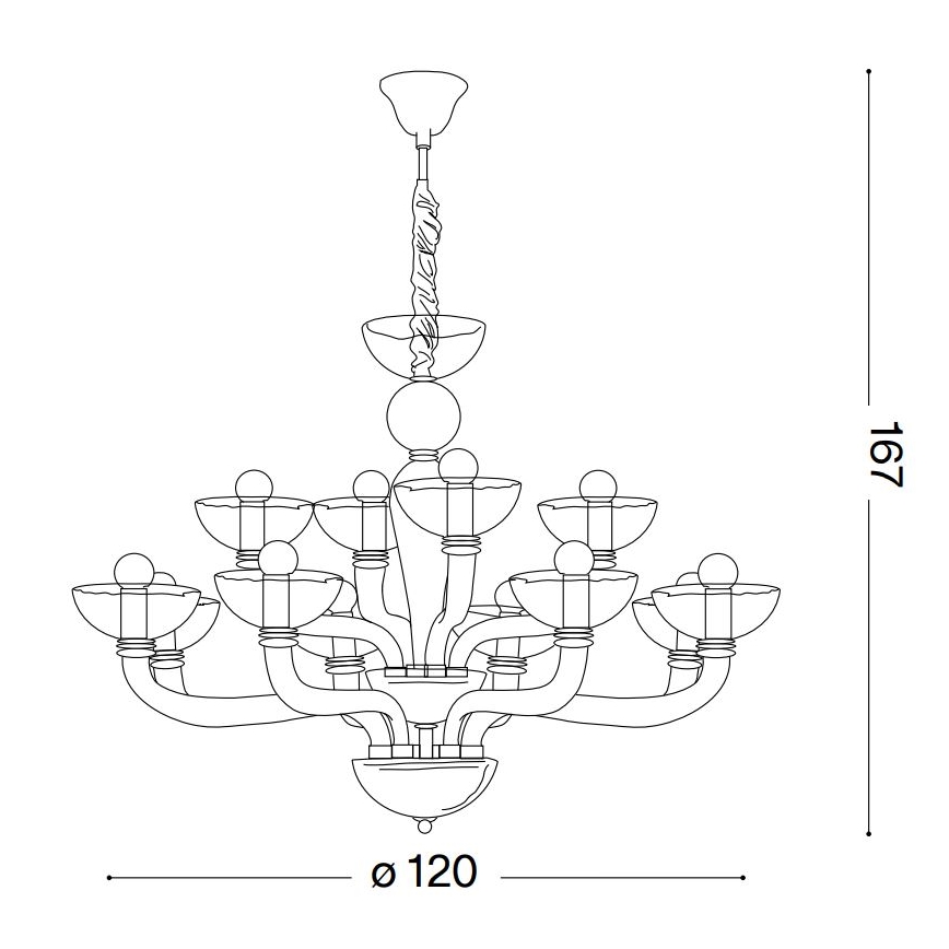 Ideal Lux - Hanglamp aan een ketting CASANOVA 16xE14/40W/230V diameter 120 cm wit
