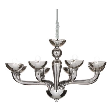 Ideal Lux - Hanglamp aan een ketting CASANOVA 8xE14/40W/230V diameter 88 cm grijs