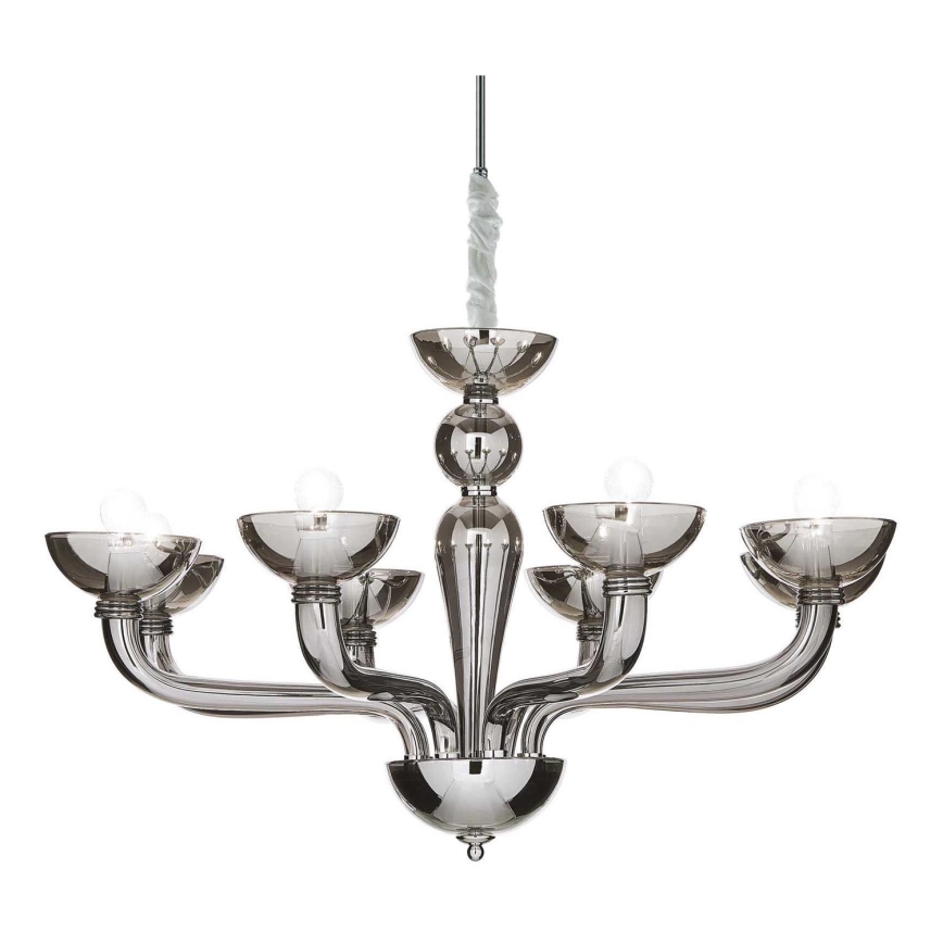Ideal Lux - Hanglamp aan een ketting CASANOVA 8xE14/40W/230V diameter 88 cm grijs
