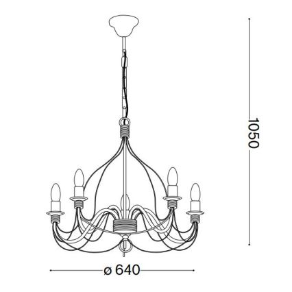 Ideal Lux - Hanglamp aan een ketting CORTE 5xE14/40W/230V diameter 54 cm koper