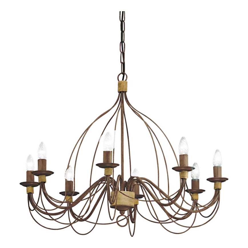 Ideal Lux - Hanglamp aan een ketting CORTE 8xE14/40W/230V diameter 80 cm koper
