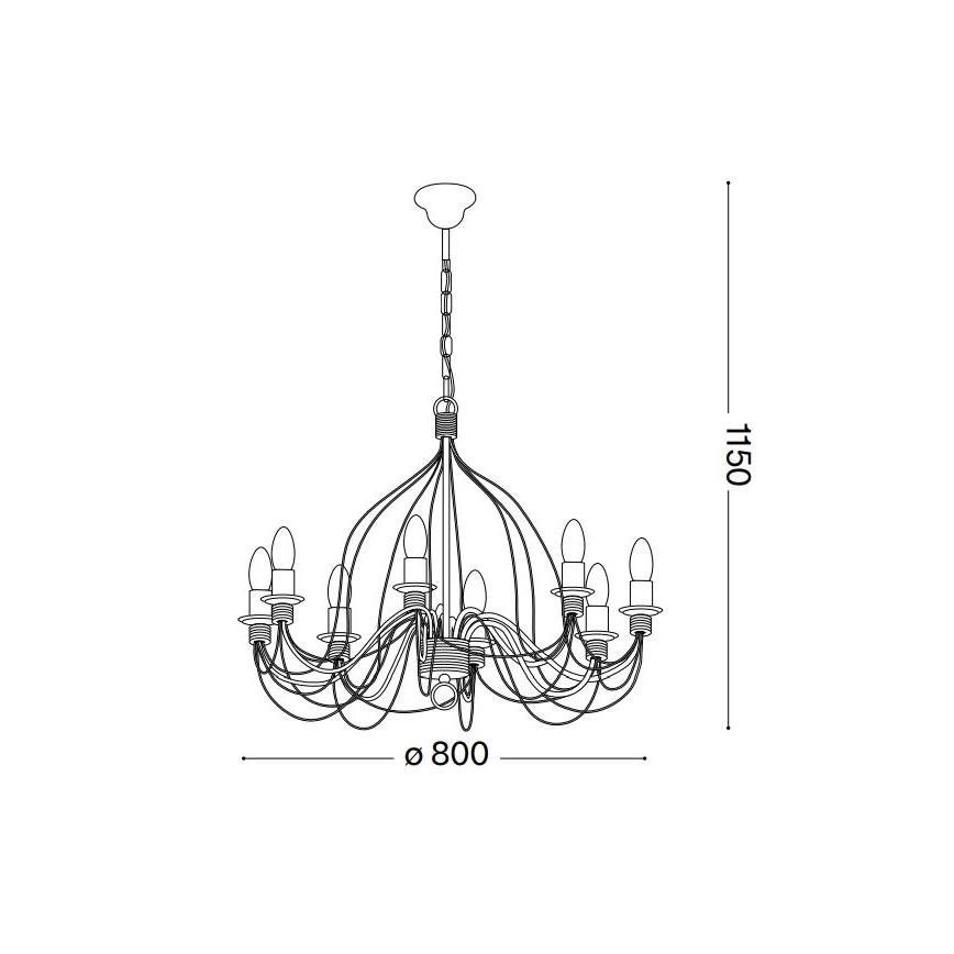 Ideal Lux - Hanglamp aan een ketting CORTE 8xE14/40W/230V diameter 80 cm koper