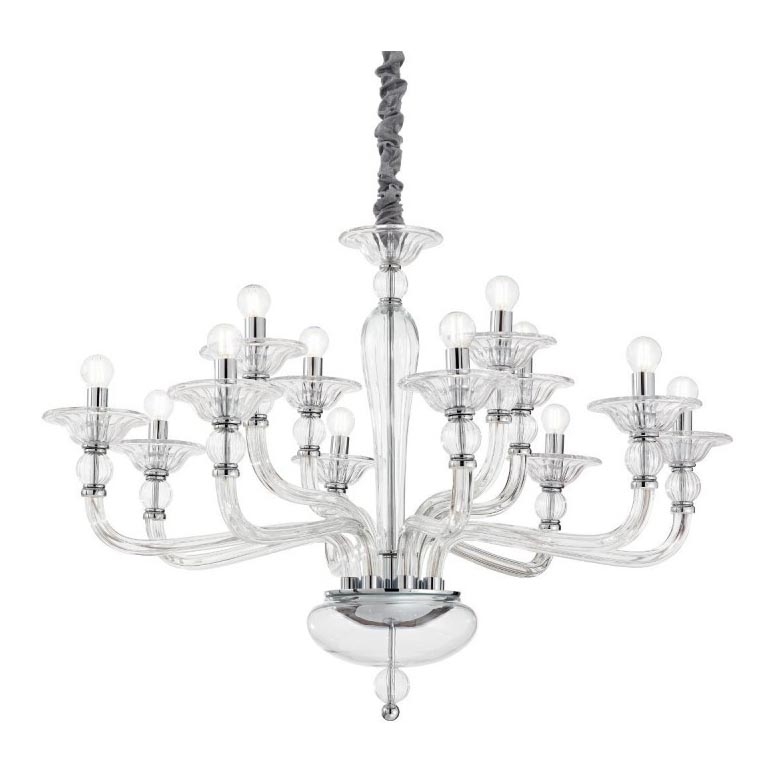 Ideal Lux - Hanglamp aan een ketting DANIELI 12xE14/40W/230V diameter 94 cm doorzichtig