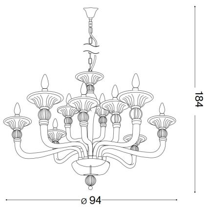 Ideal Lux - Hanglamp aan een ketting DANIELI 12xE14/40W/230V diameter 94 cm messing
