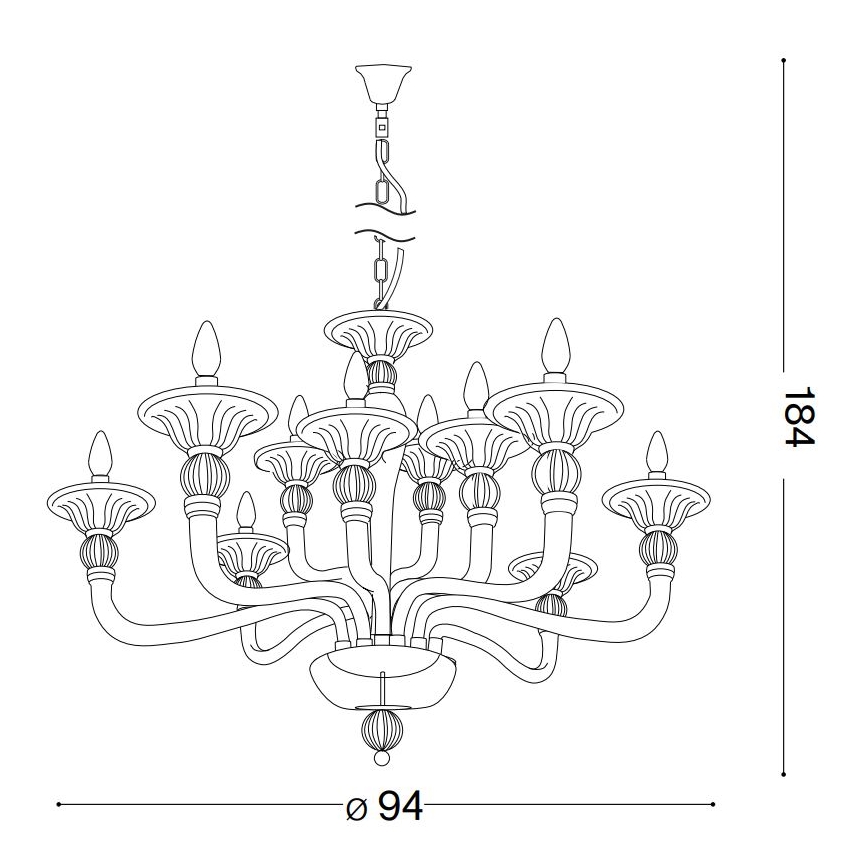 Ideal Lux - Hanglamp aan een ketting DANIELI 12xE14/40W/230V diameter 94 cm messing