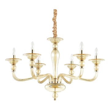 Ideal Lux - Hanglamp aan een ketting DANIELI 6xE14/40W/230V diameter 85 cm messing