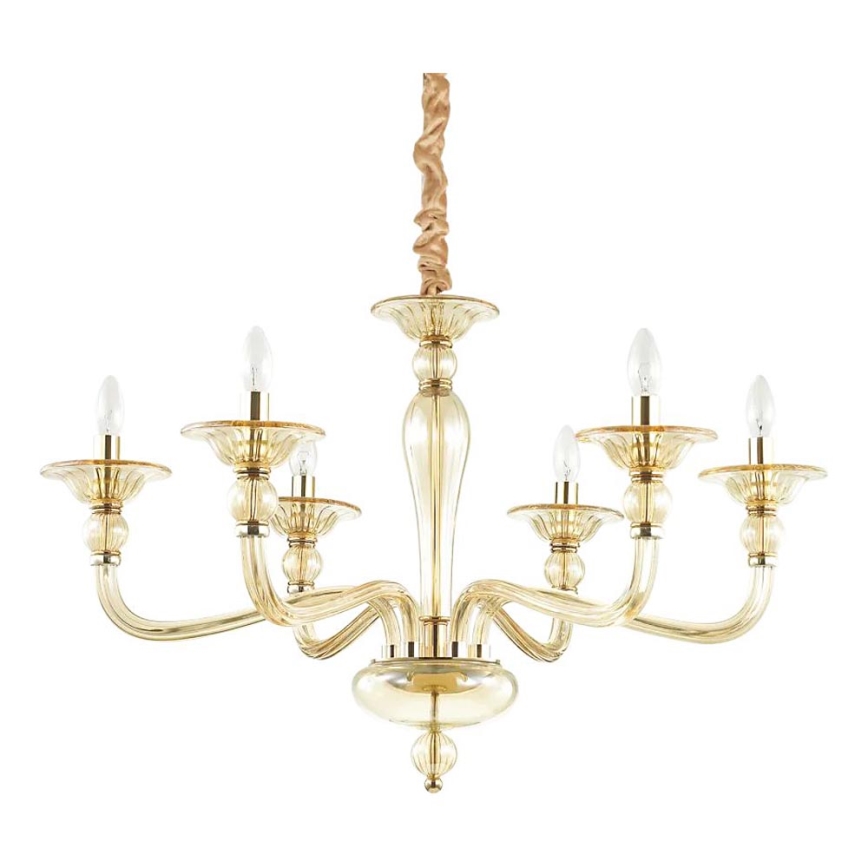 Ideal Lux - Hanglamp aan een ketting DANIELI 6xE14/40W/230V diameter 85 cm messing