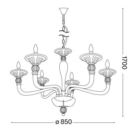 Ideal Lux - Hanglamp aan een ketting DANIELI 6xE14/40W/230V diameter 85 cm messing