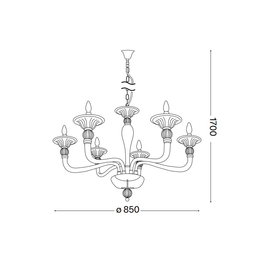 Ideal Lux - Hanglamp aan een ketting DANIELI 6xE14/40W/230V diameter 85 cm messing