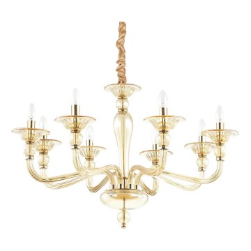 Ideal Lux - Hanglamp aan een ketting DANIELI 8xE14/40W/230V diameter 85 cm messing