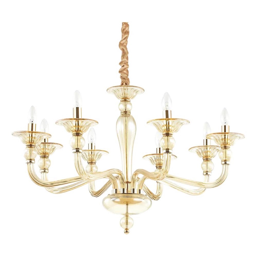 Ideal Lux - Hanglamp aan een ketting DANIELI 8xE14/40W/230V diameter 85 cm messing