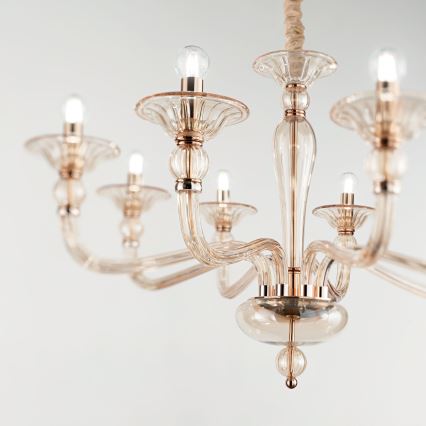 Ideal Lux - Hanglamp aan een ketting DANIELI 8xE14/40W/230V diameter 85 cm messing
