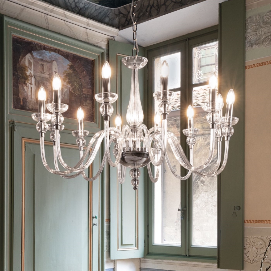 Ideal Lux - Hanglamp aan een ketting DOGE 12xE14/40W/230V diameter 91 cm glanzend chroom