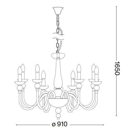 Ideal Lux - Hanglamp aan een ketting DOGE 12xE14/40W/230V diameter 91 cm glanzend chroom