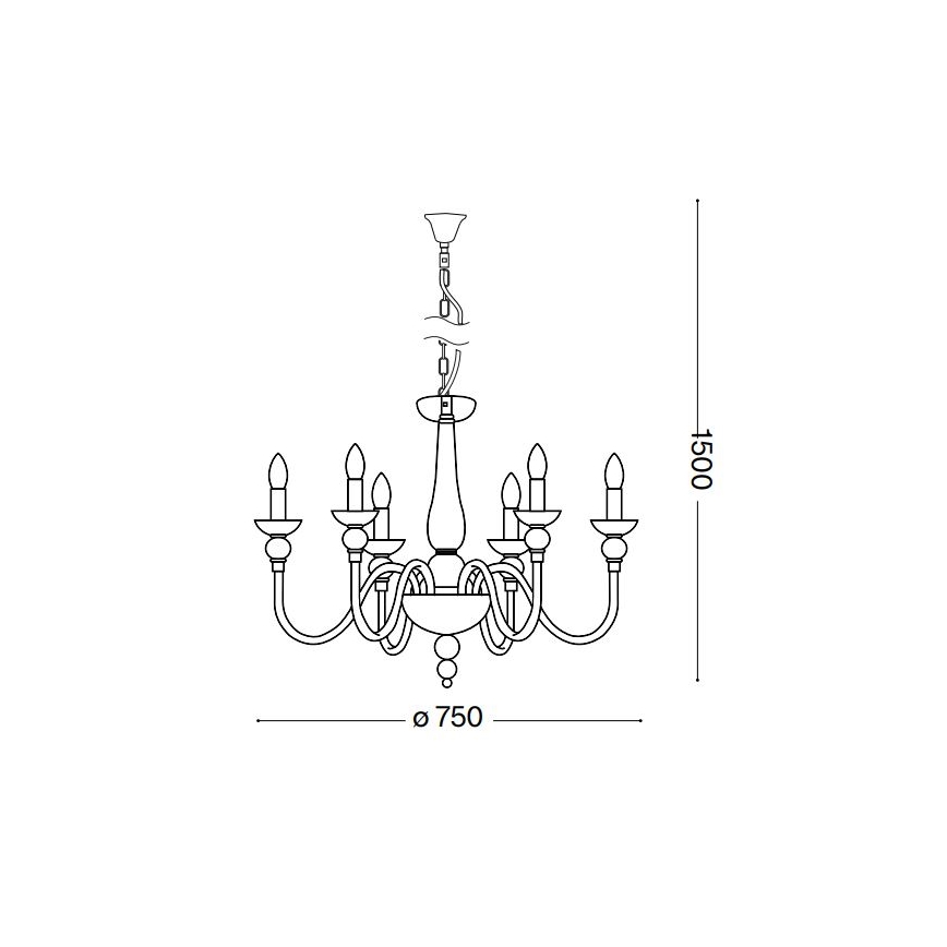 Ideal Lux - Hanglamp aan een ketting DOGE 6xE14/40W/230V diameter 75 cm glanzend chroom
