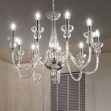 Ideal Lux - Hanglamp aan een ketting DOGE 9xE14/40W/230V diameter 75 cm glanzend chroom