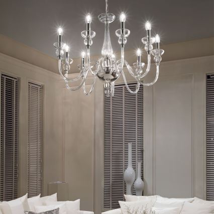 Ideal Lux - Hanglamp aan een ketting DOGE 9xE14/40W/230V diameter 75 cm glanzend chroom