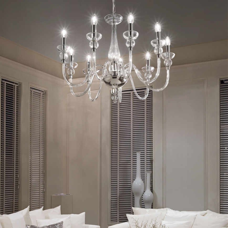 Ideal Lux - Hanglamp aan een ketting DOGE 9xE14/40W/230V diameter 75 cm glanzend chroom