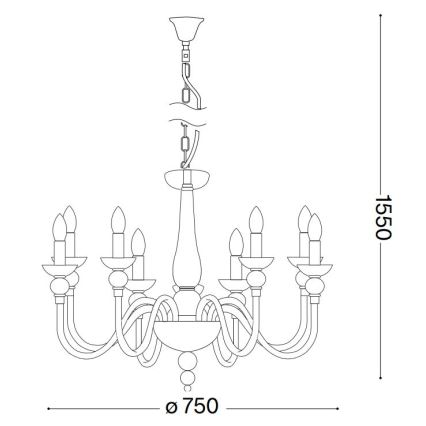 Ideal Lux - Hanglamp aan een ketting DOGE 9xE14/40W/230V diameter 75 cm glanzend chroom