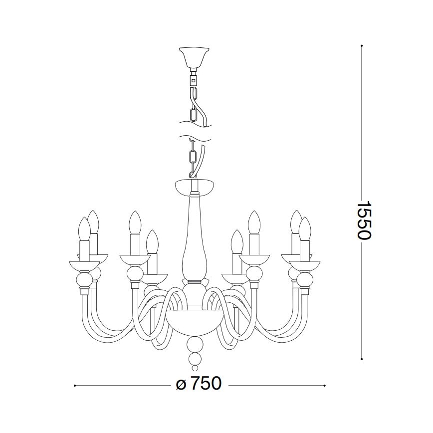 Ideal Lux - Hanglamp aan een ketting DOGE 9xE14/40W/230V diameter 75 cm glanzend chroom