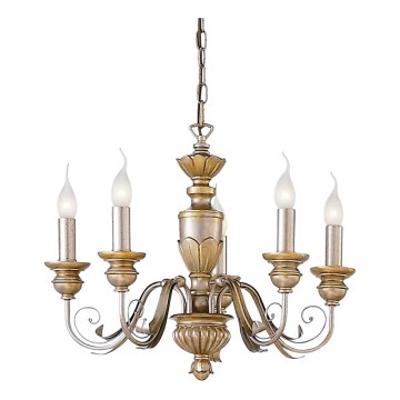 Ideal Lux - Hanglamp aan een ketting FIRENZE 5xE14/40W/230V diameter 55 cm goud