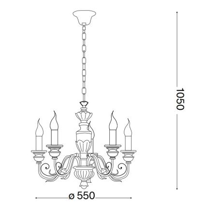 Ideal Lux - Hanglamp aan een ketting FIRENZE 5xE14/40W/230V diameter 55 cm wit/goud