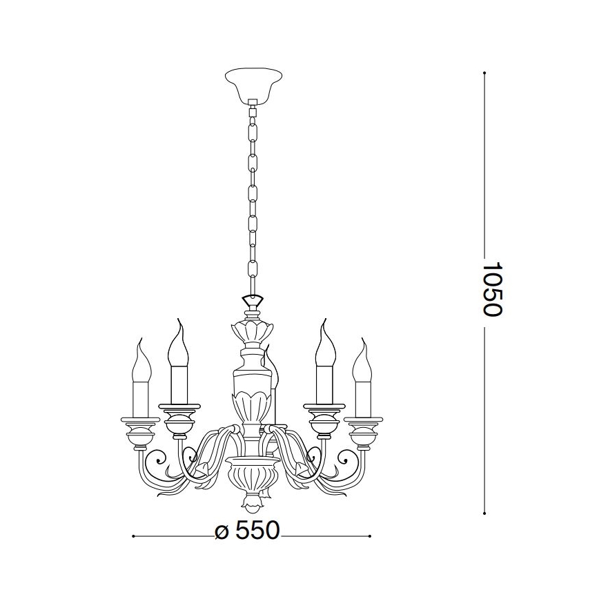 Ideal Lux - Hanglamp aan een ketting FIRENZE 5xE14/40W/230V diameter 55 cm wit/goud