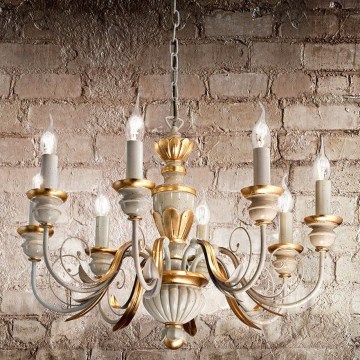 Ideal Lux - Hanglamp aan een ketting FIRENZE 8xE14/40W/230V diameter 64 cm wit/goud