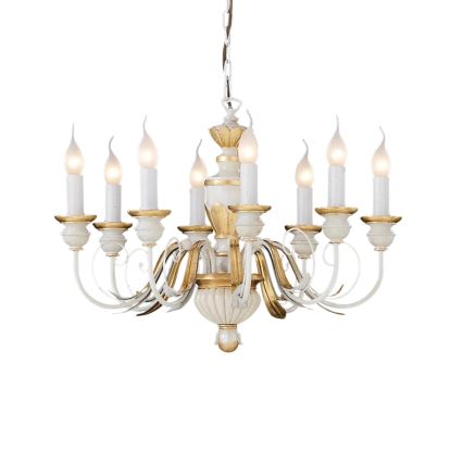 Ideal Lux - Hanglamp aan een ketting FIRENZE 8xE14/40W/230V diameter 64 cm wit/goud