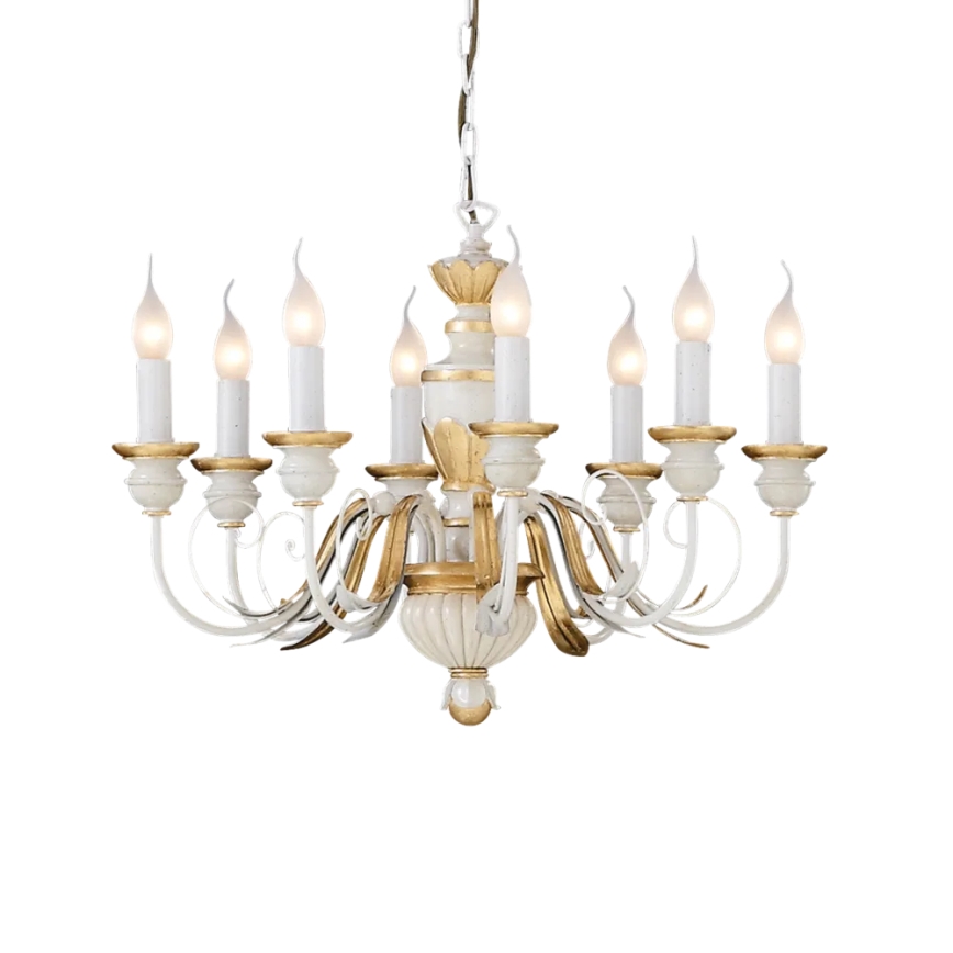 Ideal Lux - Hanglamp aan een ketting FIRENZE 8xE14/40W/230V diameter 64 cm wit/goud