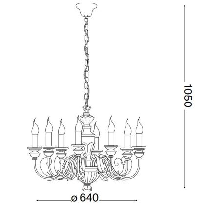 Ideal Lux - Hanglamp aan een ketting FIRENZE 8xE14/40W/230V diameter 64 cm wit/goud