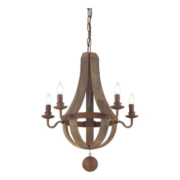 Ideal Lux - Hanglamp aan een ketting MILLENNIUM 5xE14/40W/230V diameter 52 cm Berk/bruin